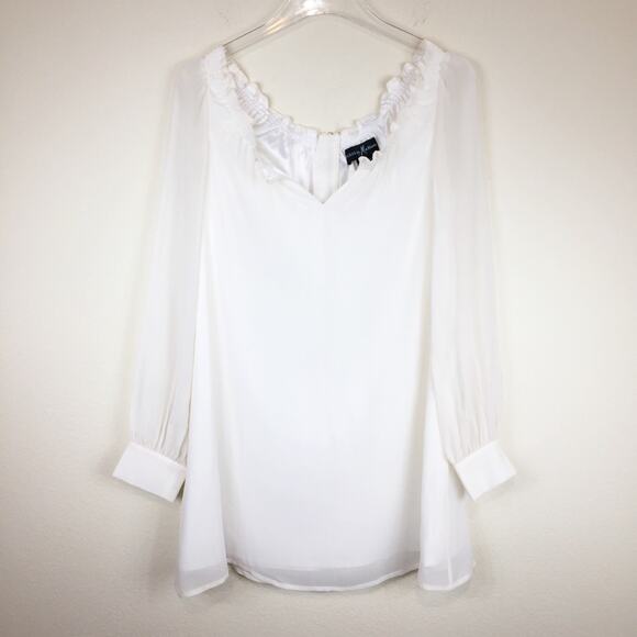 Guess By Marciano | Ivory Silk Peasant Mini Dress - Picture 2 of 6